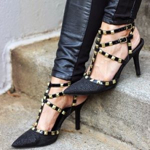 BCBGeneration Black/Gold Studded Heels